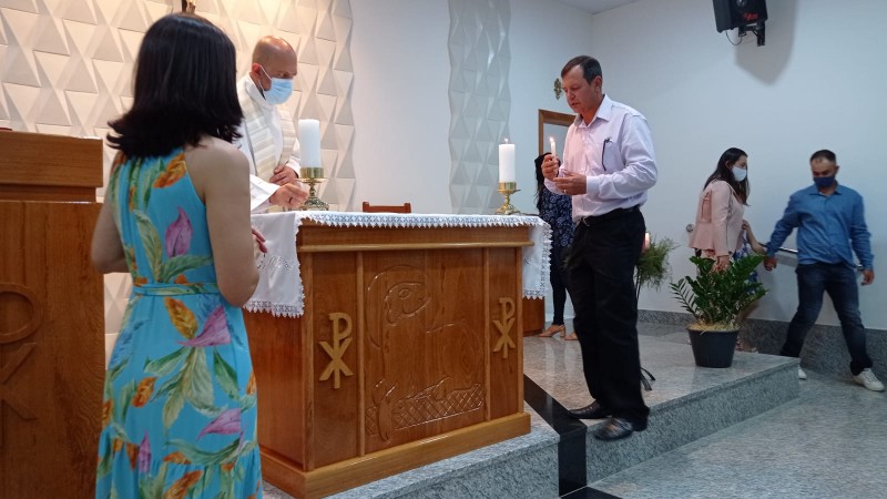 Missa da Com. Nossa Senhora de Lourdes - Benção após a reforma da Igreja - 2021 