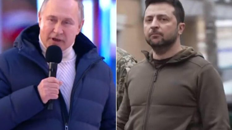 Presidentes Putin e Zelensky