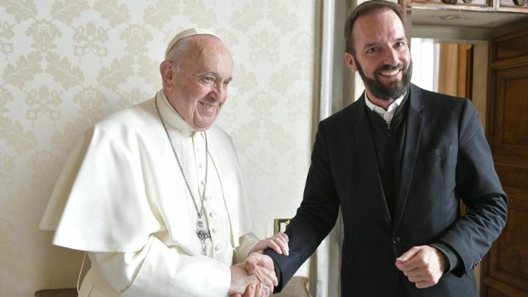 Papa Francisco e o Reverendo Michael Jonas, Pároco da Comunidade Evangélica Luterana de Roma  