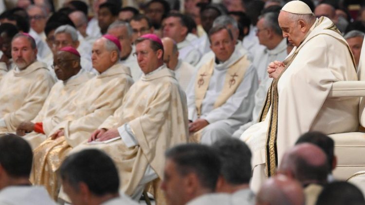 O Papa Francisco na Missa do Crisma, na Basílica de São Pedro