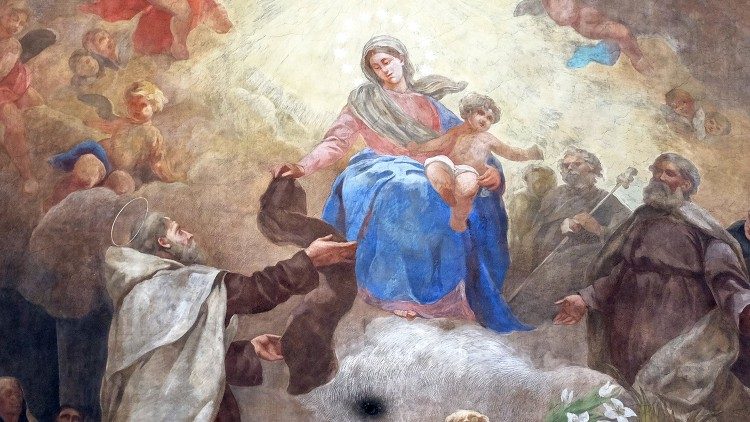 Quadro da Virgem Maria com o Menino Jesus e os santos carmelitas