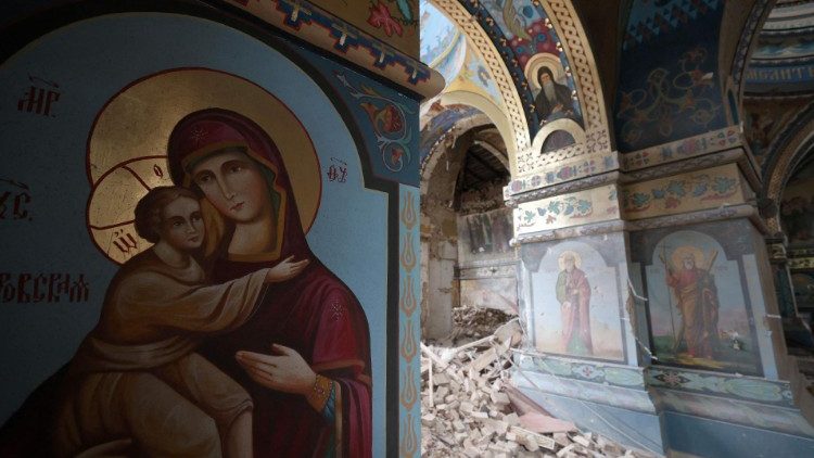 Igreja da Natividade da Bem-Aventurada Virgem Maria destruída por ataque aéreo em Novoekonomichne, região de Donetsk, em 30 de julho de 2024