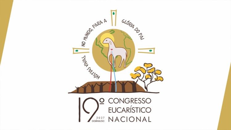 Criada pelas Pias Discípulas do Divino Mestre, a logomarca une a centralidade da Eucaristia (Cordeiro) à biodiversidade do Cerrado (ipê e chapadas).